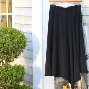 Michael Kors Black Knit Asymmetrical Hem Pull On Midi Skirt Sz SMALL